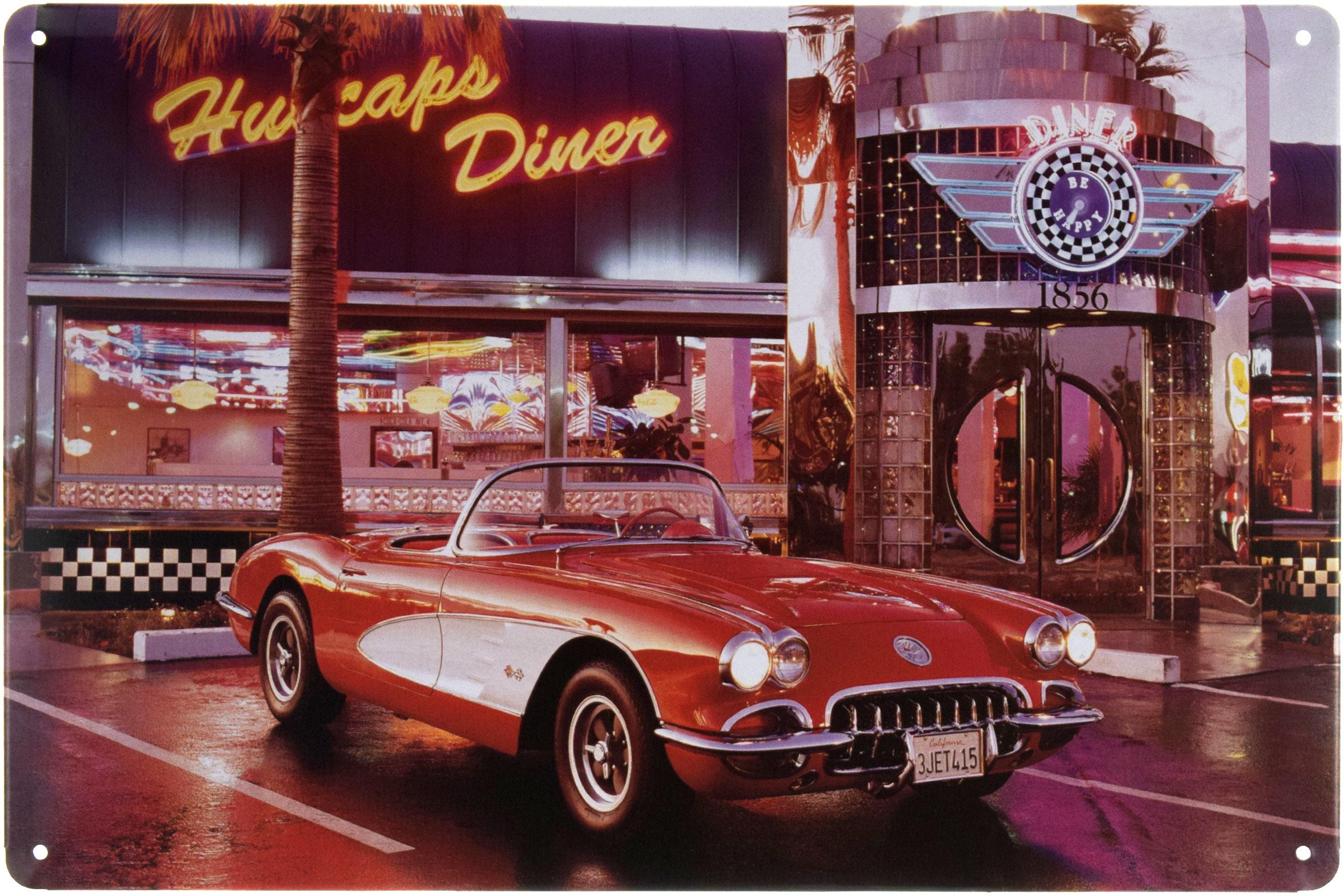 Табличка металлическая Калифорния/California Red Car 20x30 см