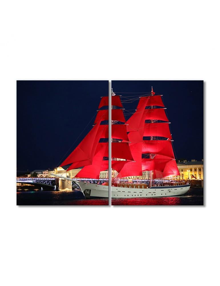 Картина модульная Парусник Алые Паруса 2 модуля 40х60 см (transport1301001)