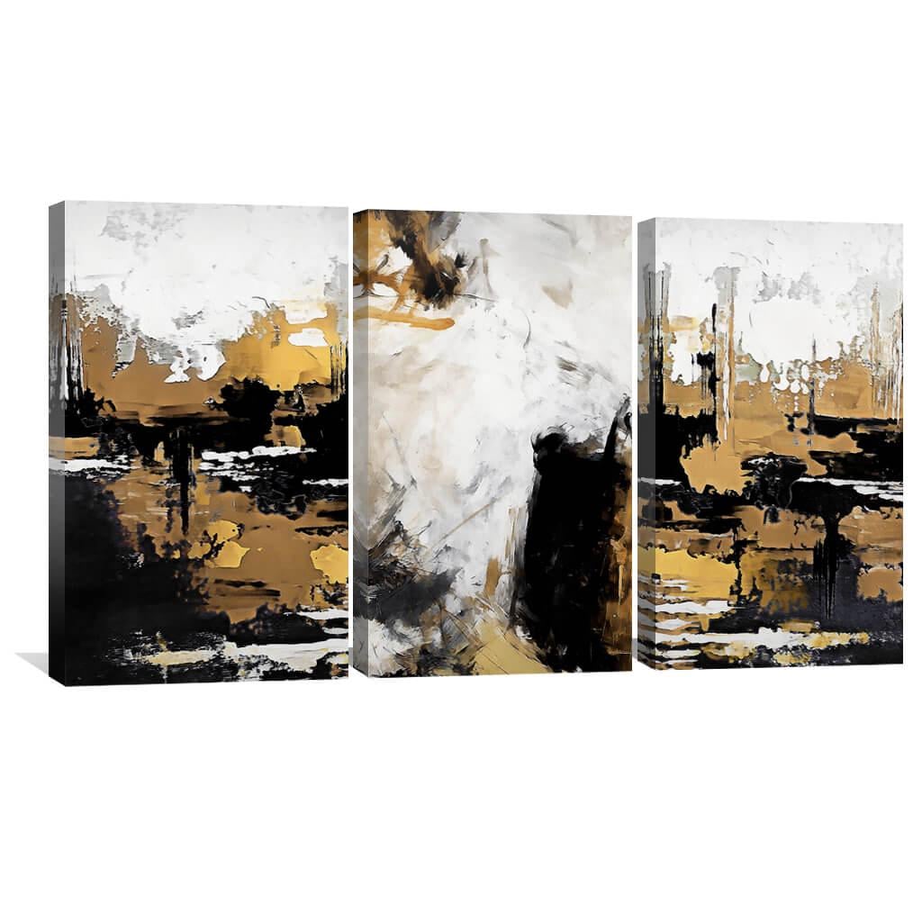 Картина Абстракция Чёрно-золотая палитра 120x50 см (Y3-65)