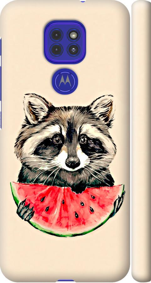 Чехол на Motorola G9 Play Енотик с арбузом (4605m-2105-42517)