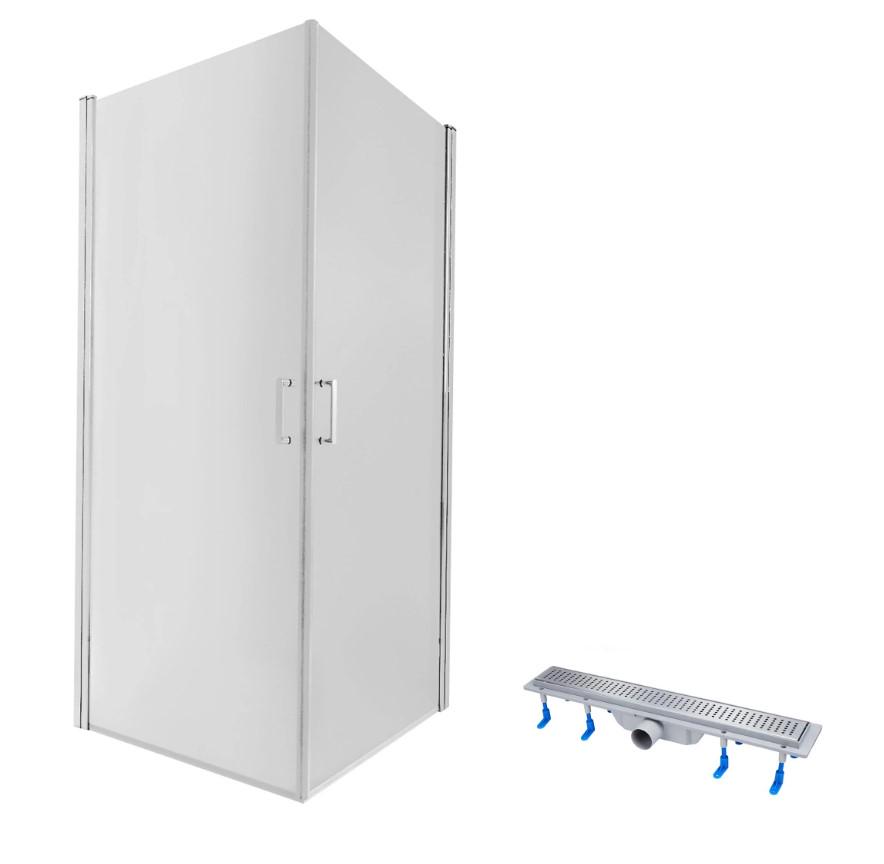 Душевая кабина Qtap Gemini CRM1099SC6 90х90 см стекло Clear 6 мм/трап линейный Dry FB304-600/решетка 600х73 мм