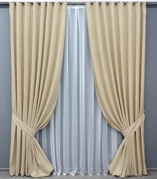 Комплект штор мікровелюр Petek 1,5х2,9 м 2 шт. Бежевий (1826ш 33-0818) - фото 1 Комплект штор мікровелюр Petek 1,5х2,9 м 2 шт. Бежевий (1826ш 33-0818) - фото 1