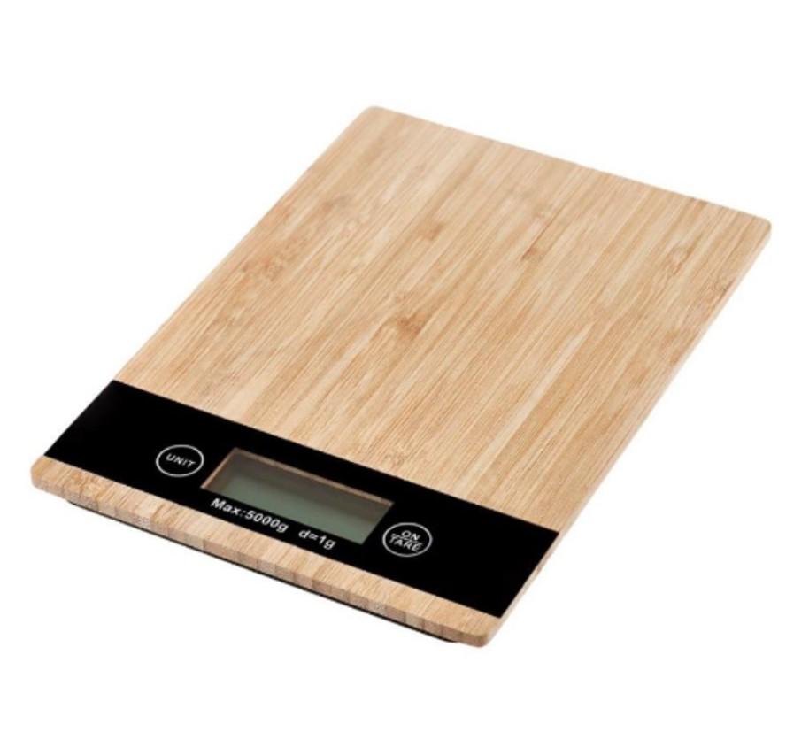 Весы кухонные деревянные Kitchen Skale LCD электронные с бамбуковой платформой 1 г - 5 кг (28092872)
