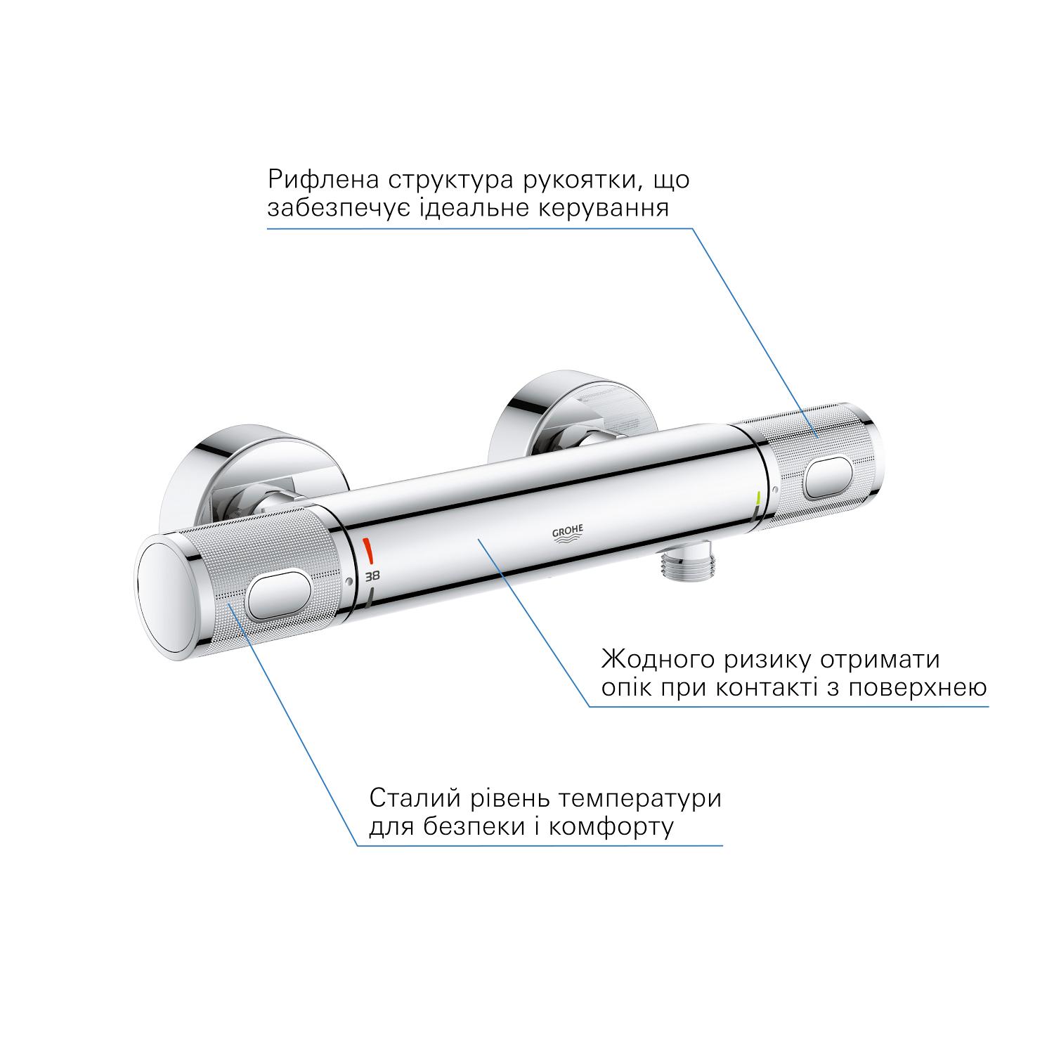 Cмеситель для душа Grohe QuickFix Precision Feel UA202908T2 с термостатом Хром (172438) - фото 7