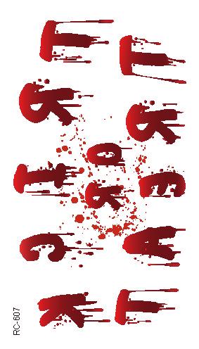 Тату временное для Хэллоуина Кровавые буквы 10х6 см Красный (RC-607)