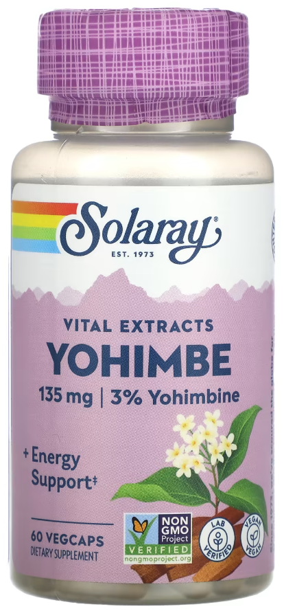 Добавка Йохимбе Solaray Yohimbe Vital Extracts 135 мг 60 вегетарианских капcул