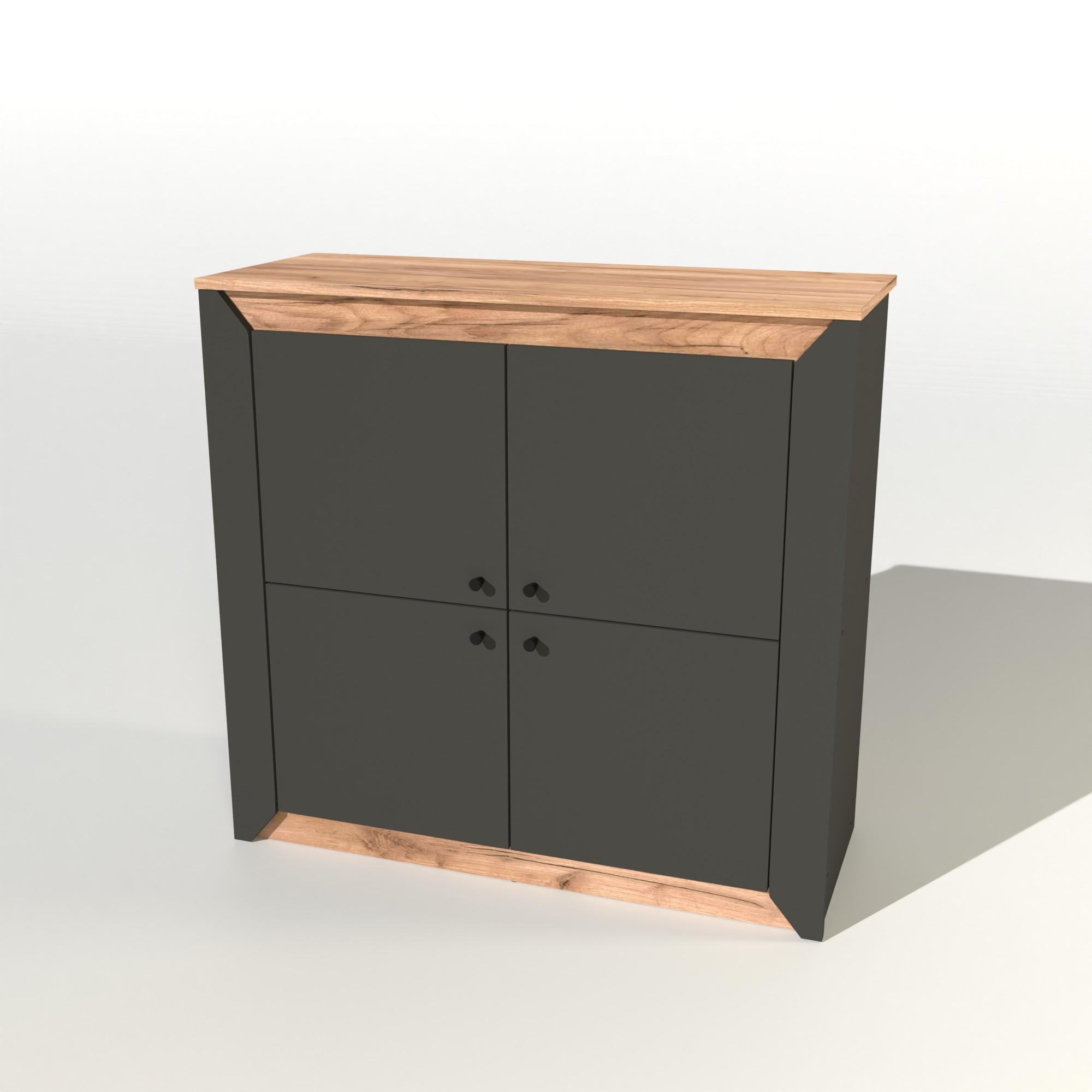 Тумба 4-х дверная Эверест Нордик-980 98х38х92 см Графитовый/Дуб крафт золотой (EVR-5528)