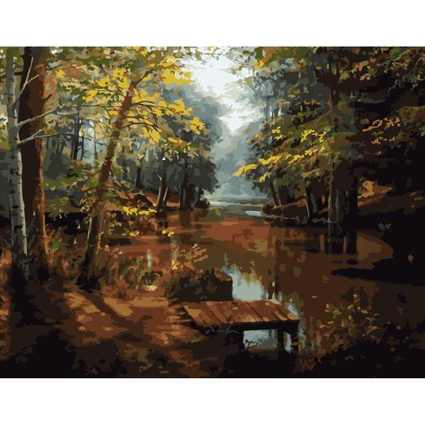 Картина по номерам Strateg Пейзаж Берег реки 40х50 см в термопакете (VA-0287-mt)