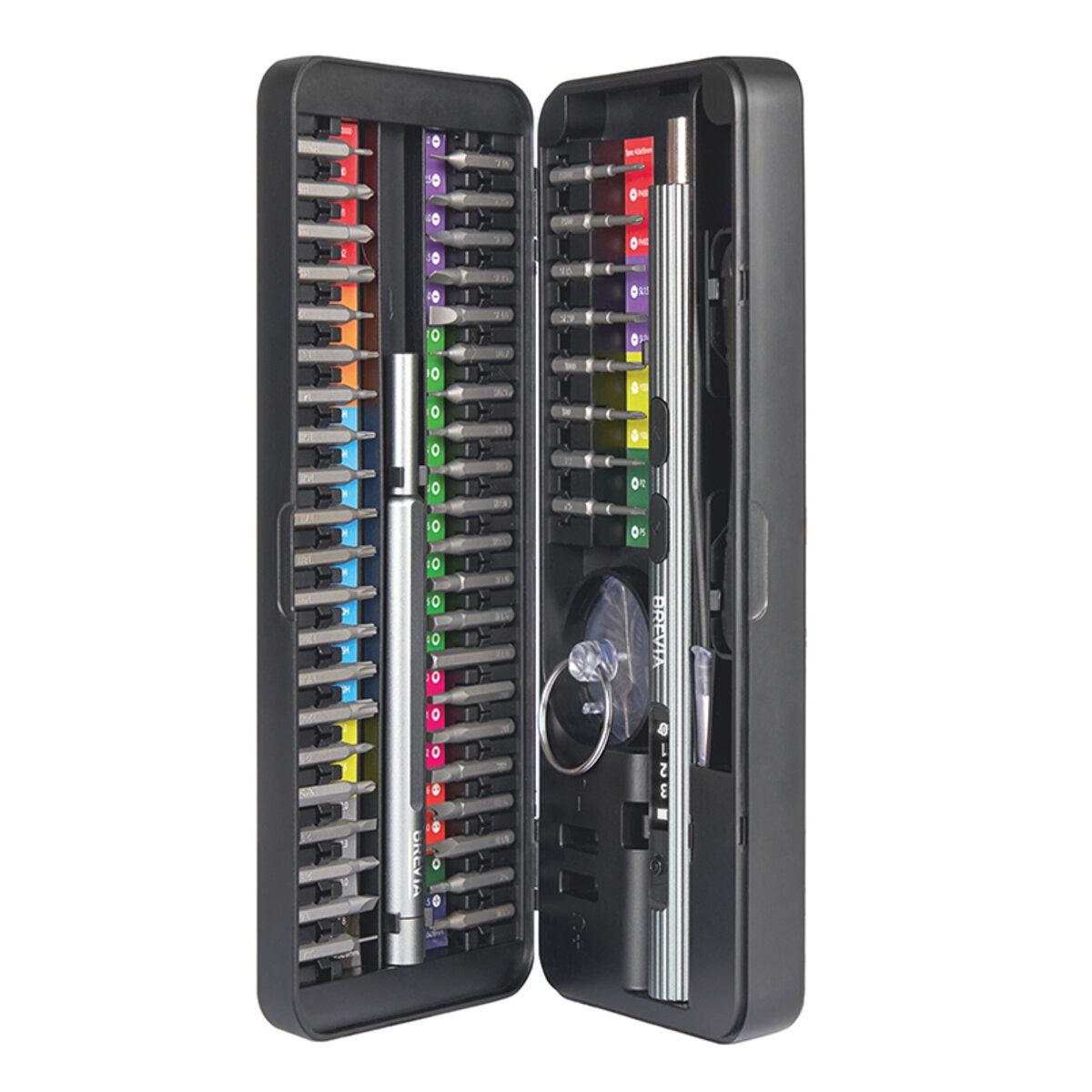 Електровикрутка Brevia з комплектом насадок для точних робіт електрична 58в1 15,8х180 мм