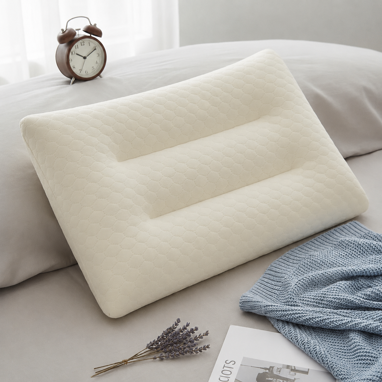 Подушка ортопедическая с эффектом памяти для поддержания позвоночника Pillow-05 50x30 см