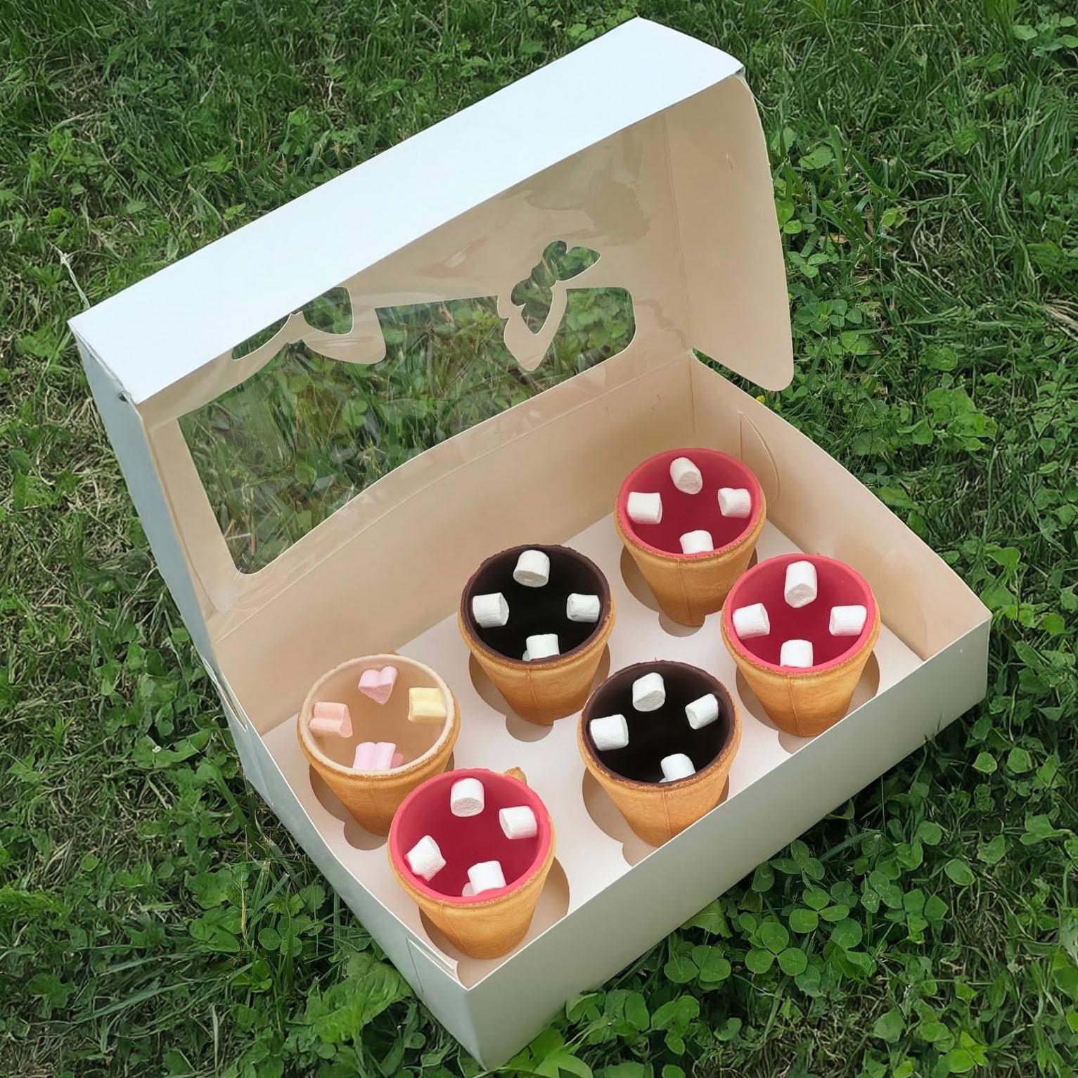 Подарочный набор 6 шт. съедобных чашек с маршмеллоу на Новый год/Рождество/Николая печенье/шоколад/маршмеллоу для горячих напитков (Е500137(6)