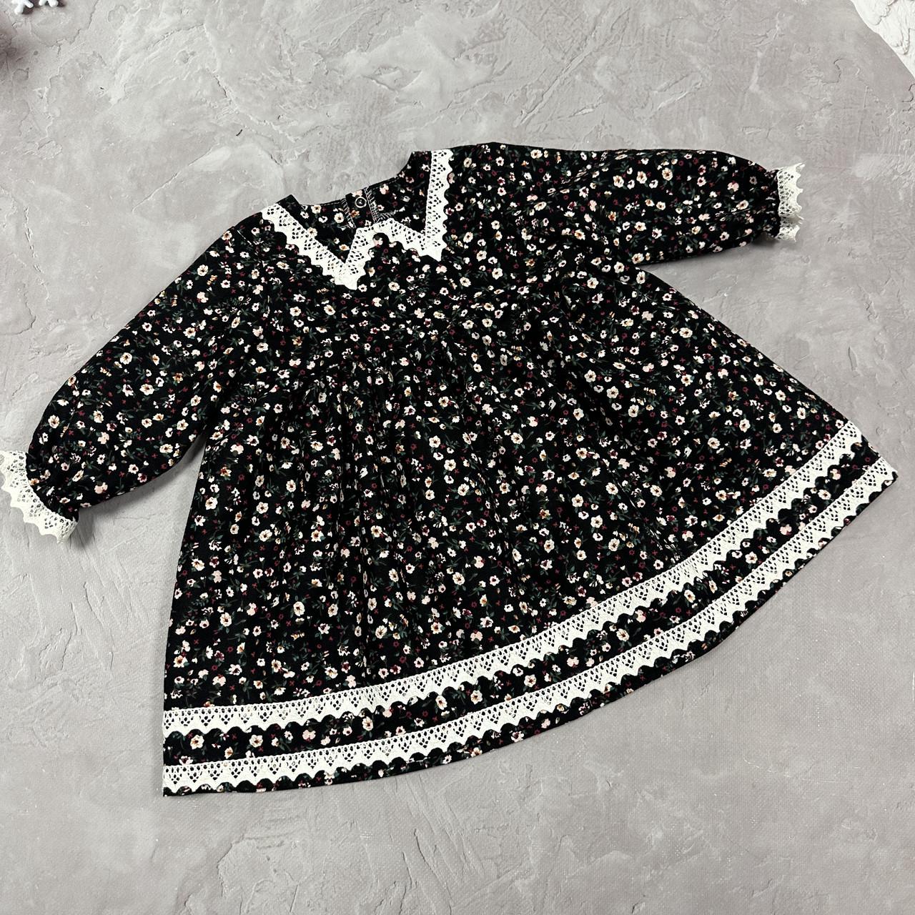 Платье детское фланелевое Мэри с имитированным воротничком и кружевом р. 62 (2457077866)