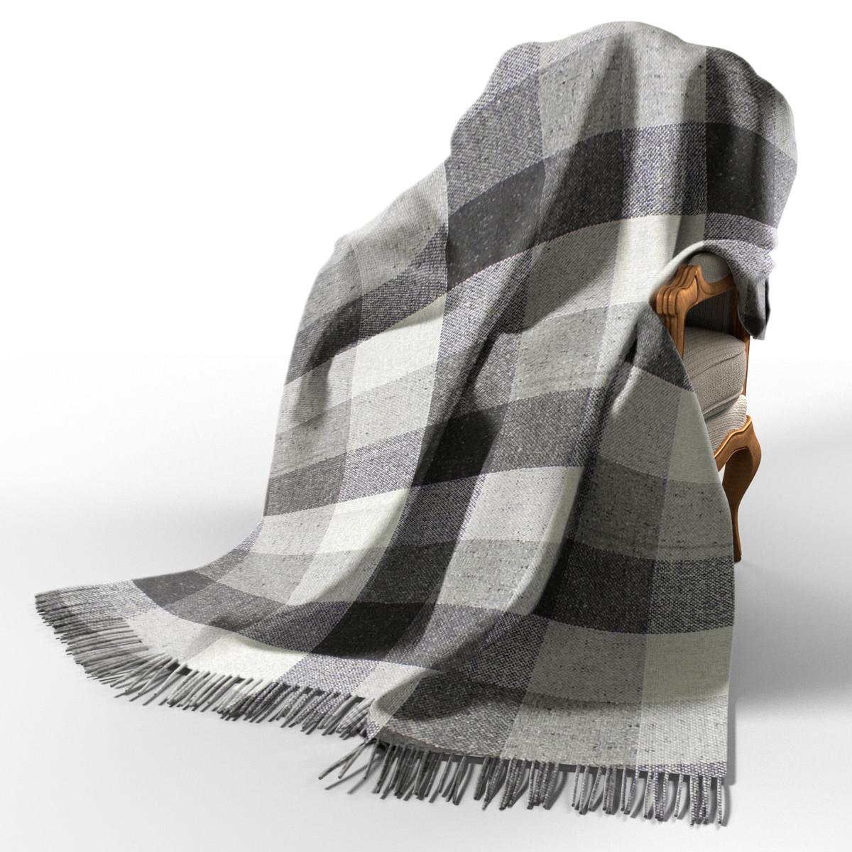 Плед вовняний Vladi Палермо 140х200 см П8 Білий/Димчастий/Світло-антрацитовий (4370)