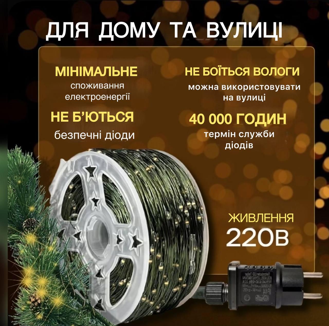 Гирлянда Роса капля от сети белый теплый 8 режимов с пультом управления 200 м Зеленый (1234) - фото 8 Гирлянда Роса капля от сети белый теплый 8 режимов с пультом управления 200 м Зеленый (1234) - фото 8