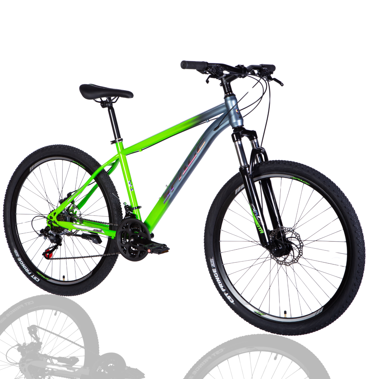 Велосипед ST SPACE MARS DD FR 2025 27,5" 17" Зелено-серебристый