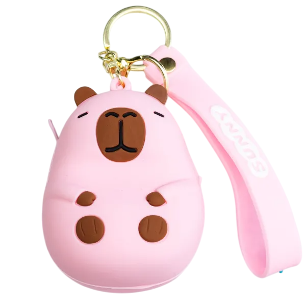 Кошелек-брелок Капибара силиконовый на молнии 8х6х4 см Розовый Кошелек-брелок Капибара силиконовый на молнии 8х6х4 см Розовый