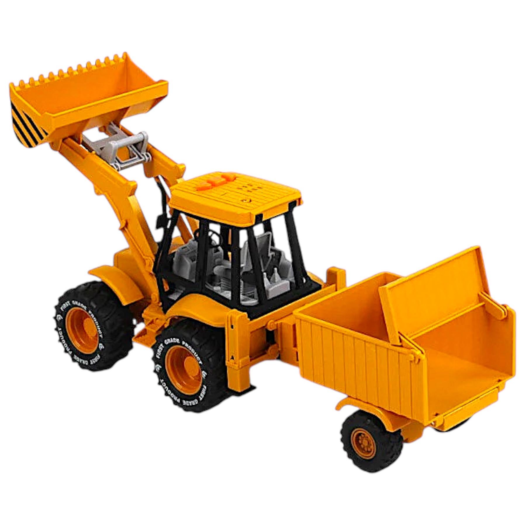 Іграшкова машинка інерційна 8157-1/20/2 Спецтехніка Трактор дорожній навантажувач з причепом в коробці (113482) - фото 2