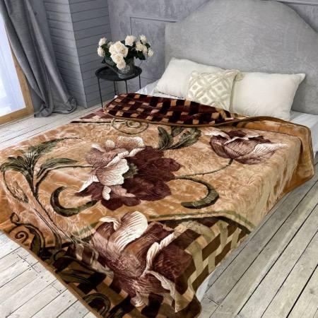 Покрывало велюровое Цветок евро 200х240 см Коричневый (П4К-al-cap-pled-0015)