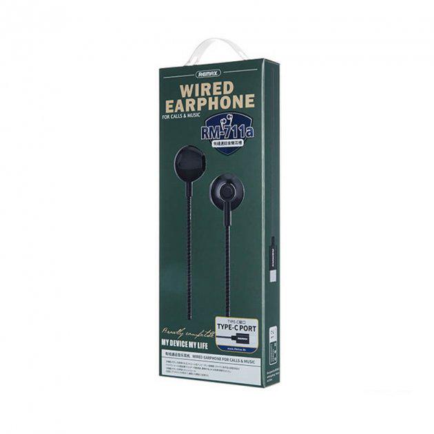 Наушники REMAX TYPE-C Wired Earphone for Music & Call RM-711a 1.2м green - фото 2