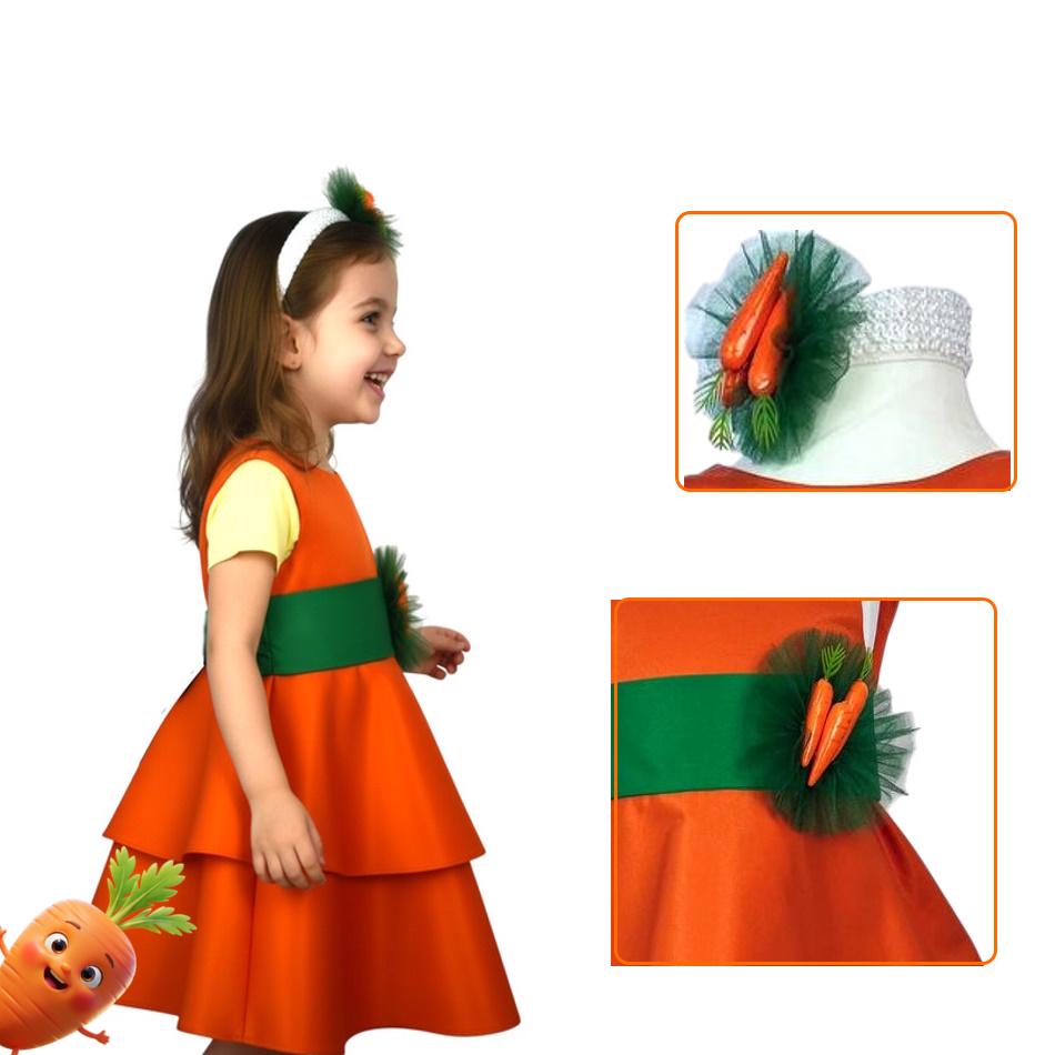 Карнавальний костюм Морквина сукня з декором коттон 116-122 см - фото 2 Карнавальний костюм Морквина сукня з декором коттон 116-122 см - фото 2