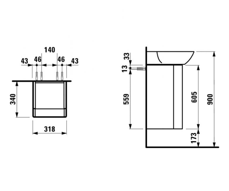 Тумба под умывальник подвесная Laufen INO H4253520301701 31,8x60,5x34 см Белый (71293) - фото 2