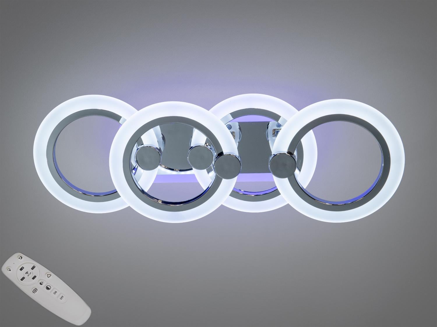 Люстра светодиодная 4 кольца 50Вт/димер/светодиодная подсветка/пульт Хром (HA8022/2+2HR LED 3color dimmer) Люстра светодиодная 4 кольца 50Вт/димер/светодиодная подсветка/пульт Хром (HA8022/2+2HR LED 3color dimmer)