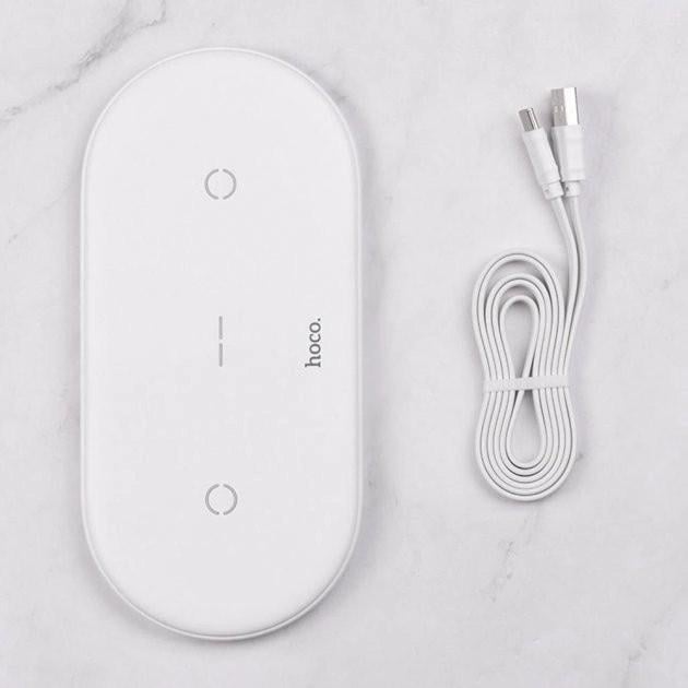 Зарядное устройство беспроводное Hoco CW23 Dual Wireless Fast Charger 10W White (400183317) - фото 4