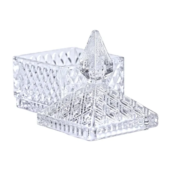 Конфетница с крышкой из хрустального стекла в восточном стиле Прозрачный (HP-YH-27) - фото 4