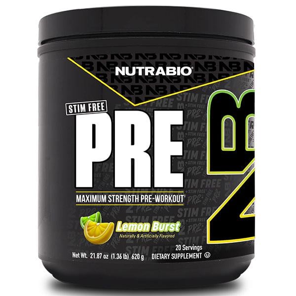 Комплекс для тренировки NutraBio PRE Stim-Free Maximum Strenght Pre-Workout 620 г 20 порций Lemon Burst (000027226)
