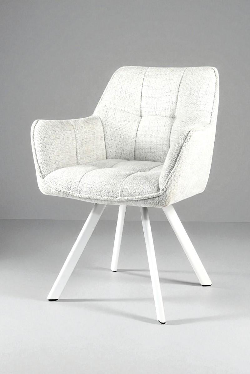 Обідній стілець з підлокітниками та спинкою Осло М-235 фактурна тканина 850х600х610 мм Білий (6237)