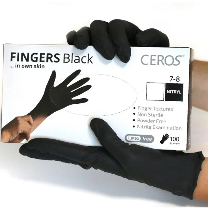 Перчатки нитриловые Ceros Fingers S 100 шт. Black - фото 2