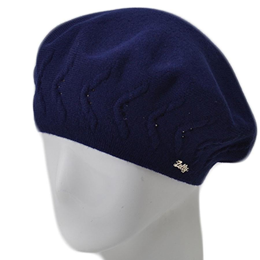 Берет женский Zolly ZH187 двойной тонкой вязки с стразами Синий