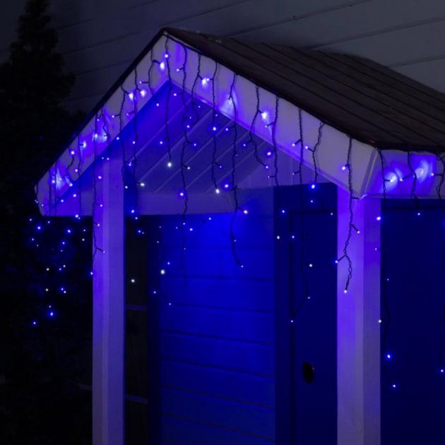 Гирлянда уличная Бахрома 280 LED белая проволока 20 м Синий (20MWBL)