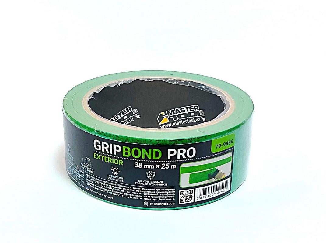 Стрічка малярна для грубих робіт MasterTool GripBond Pro Exterior 38 мм х25 м Зелений (79-9886)