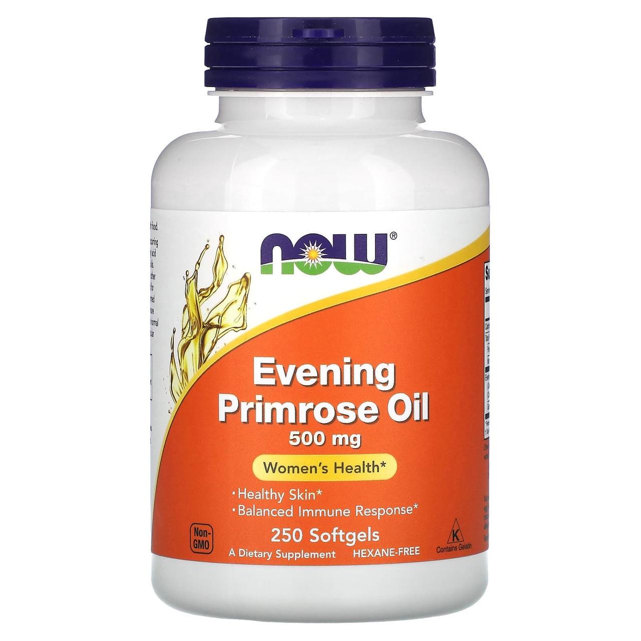 Масло вечерней примулы Now Foods Evening Primrose 500 мг для женского здоровья 250 капс.