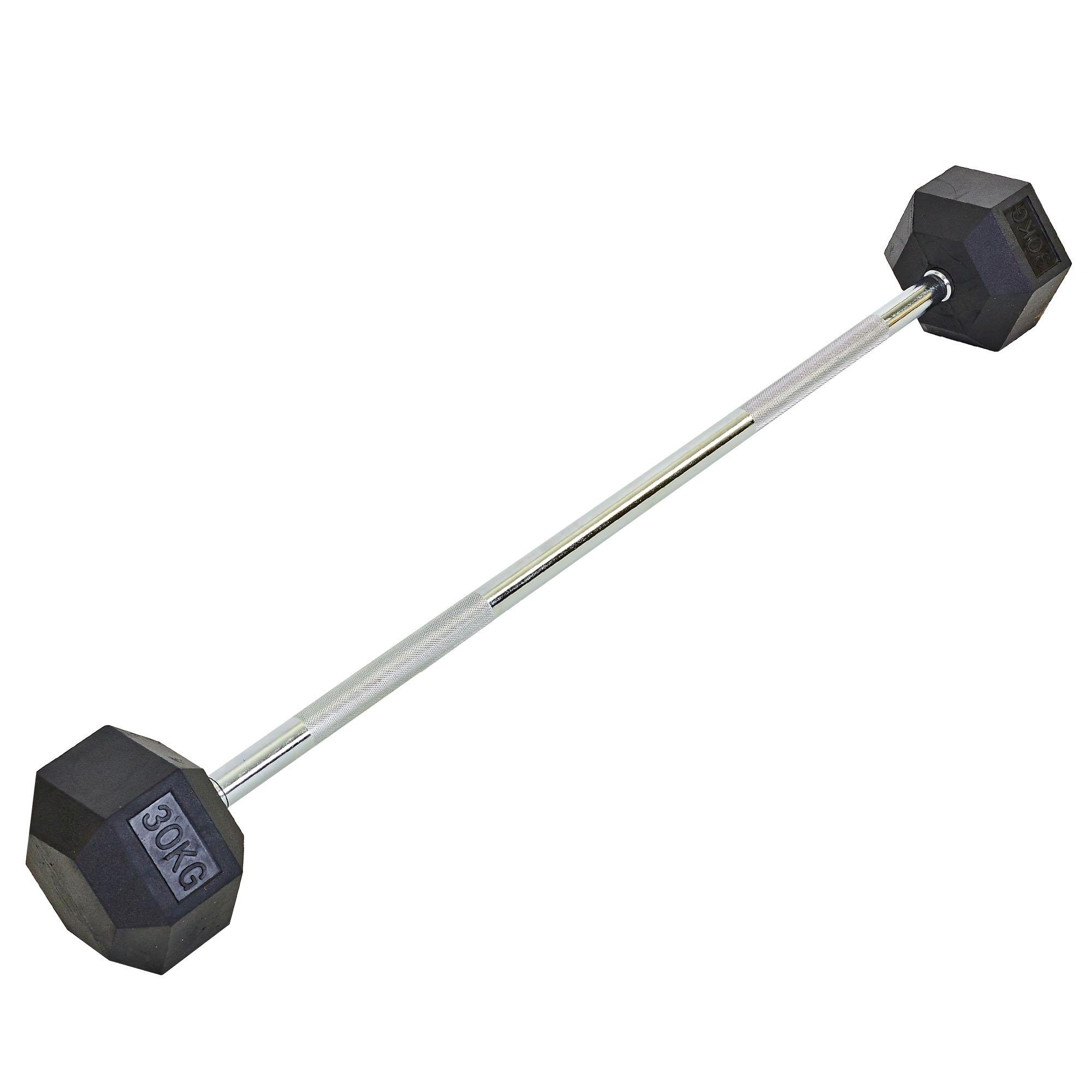 Штанга Zelart Record Rubber Hexagon Barbell фиксированная прямая обрезиненная TA-6230-30 длина 95 см 30 кг (DR002597)