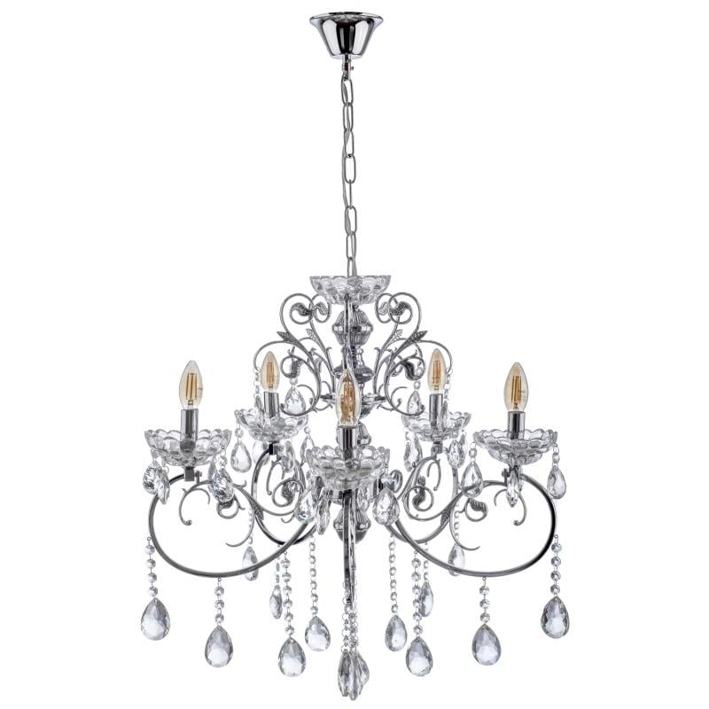 Люстра подвесная Brille BCL-664S/5 E14 CH свеча хрустальная классическая