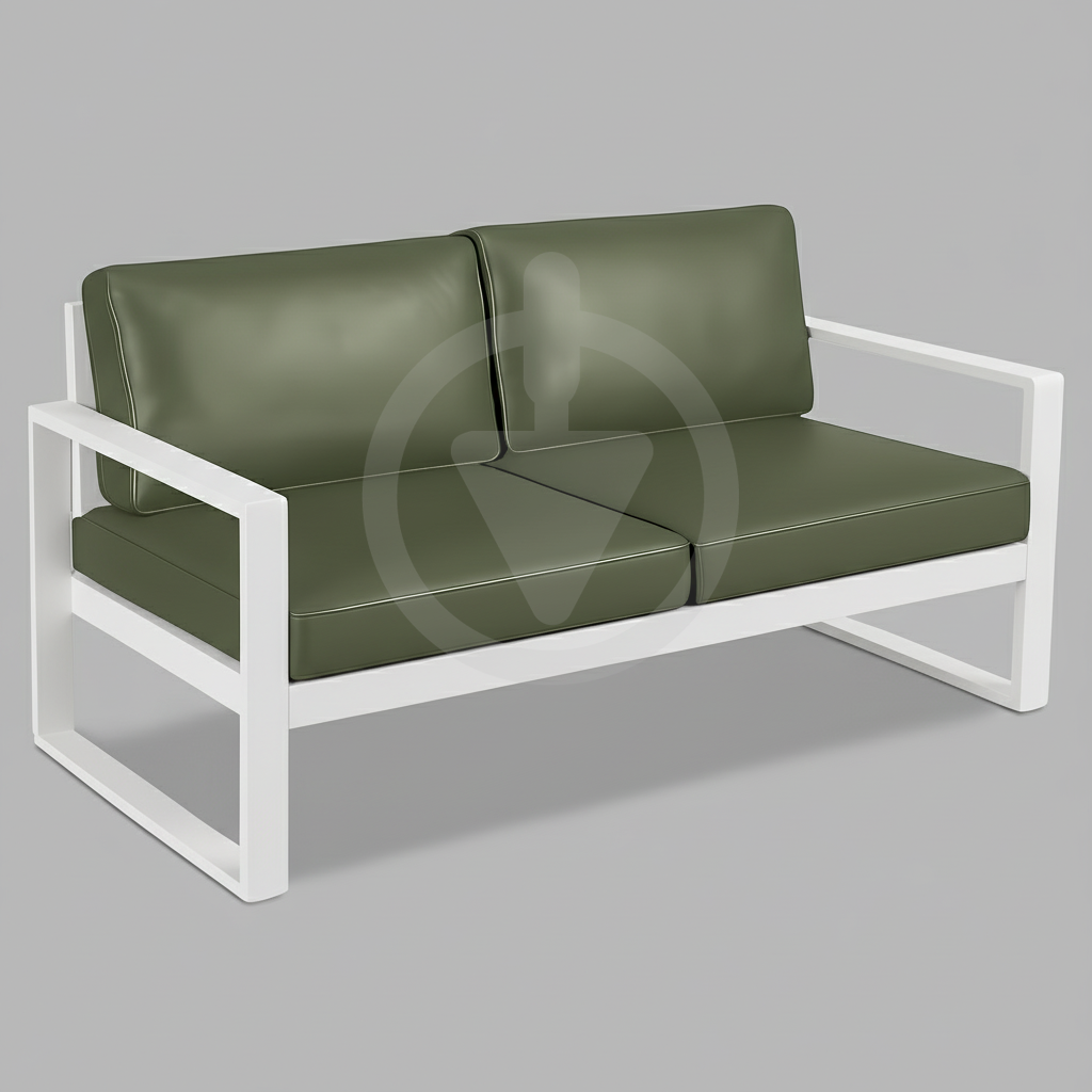 Диван металлический AVVS tech Бостон уличный лофт с подлокотниками экокожа 160 см Темно-оливковый (30067108)