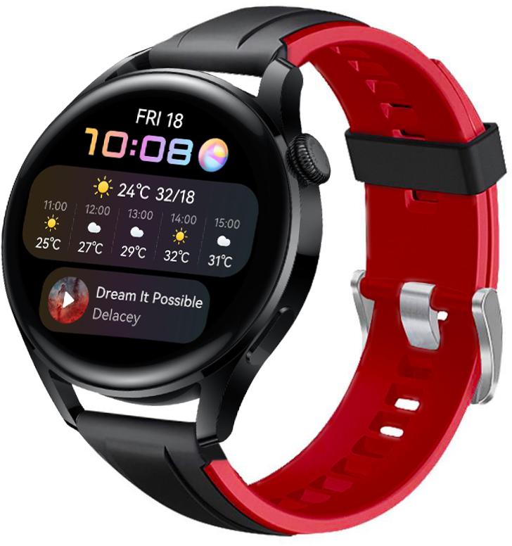 Ремешок Coholl для Huawei Watch 3 22 мм Black/Red (22560-44)