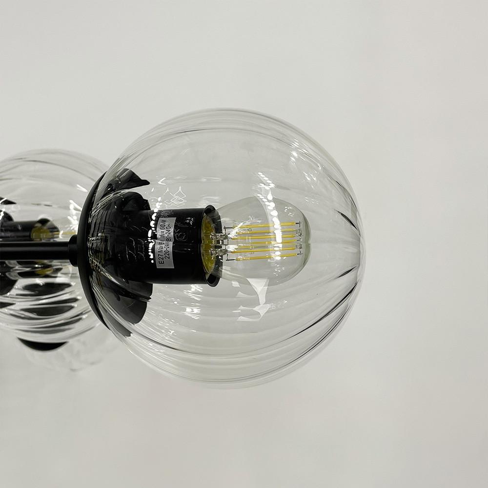 Люстра потолочная на 8 прозрачных плафонов с латунной фурнитурой Черный (51797/8 TBS+BK+CL) - фото 4