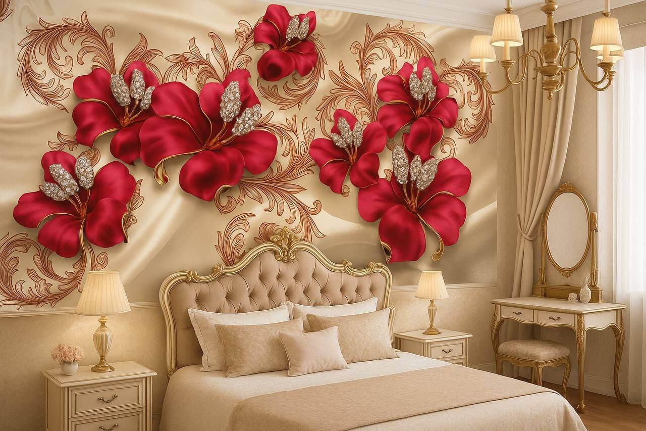 Фотообои флизелиновые Styleo Print-walls 3D Красные лилии 0181 300х200 см (Pw-0181)