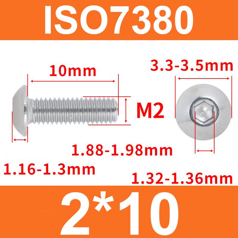 Винт ISO7380 M2x10 мм с полукруглой головкой и внутренним шестигранником из нержавеющей стали 304 - фото 2 Винт ISO7380 M2x10 мм с полукруглой головкой и внутренним шестигранником из нержавеющей стали 304 - фото 2
