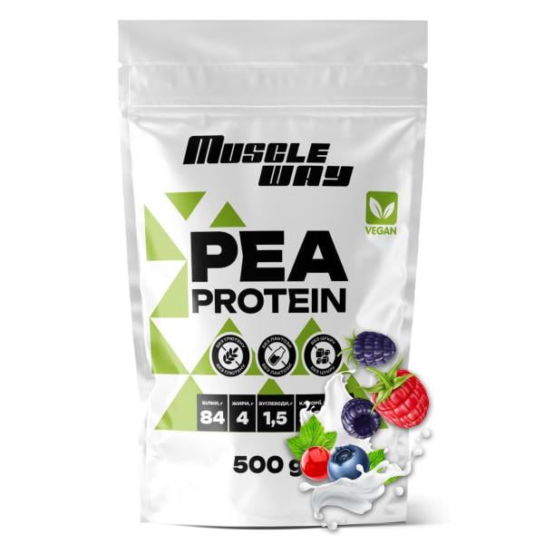 Протеїн рослинний веганський Muscle Way Pea Protein концентрат 500 г Лісові ягоди (21-137-pp-l-500-gr)
