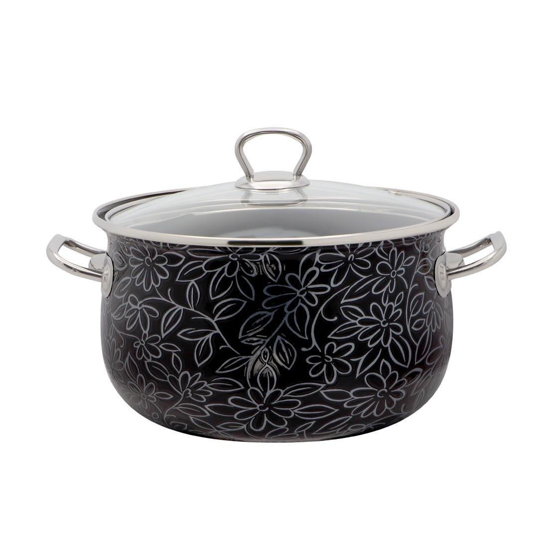 Каструля емальована Ажур 5,1 л Чорний (2598С)