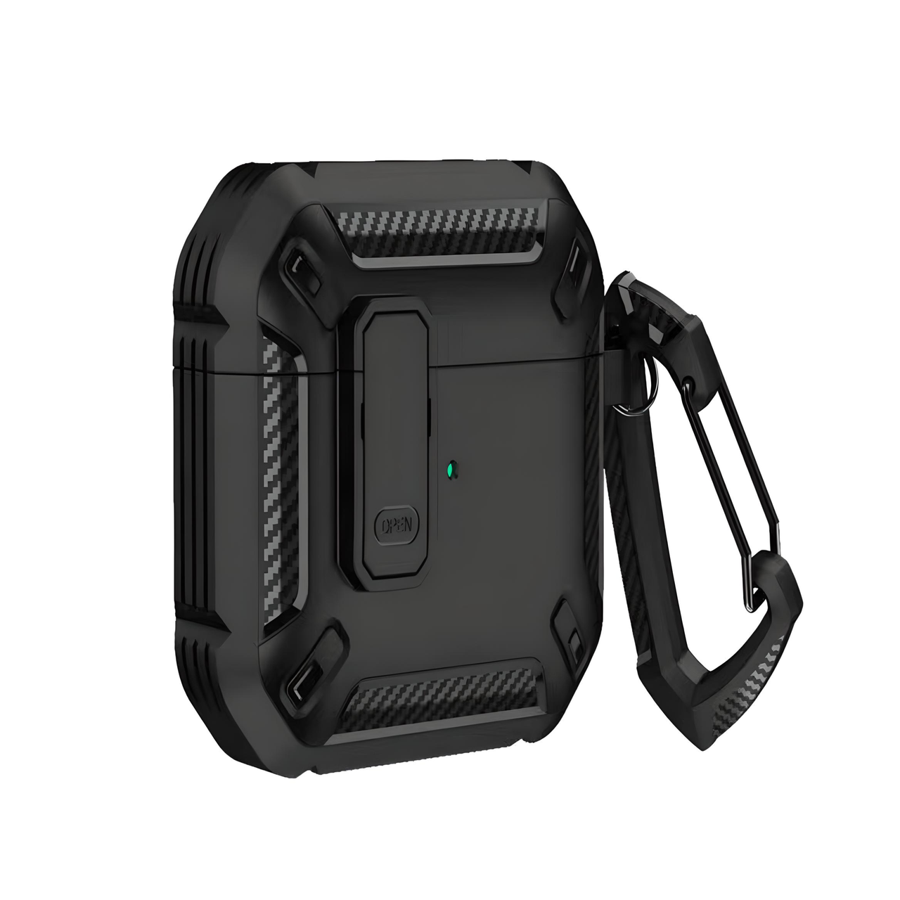 Чехол противоударный для AirPods 2 с карабином и защелкой Open Black (2081241379)