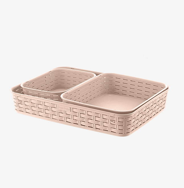 Кошики для побутових пр. Plastart Ротанг 3 шт. Персиковий (MUP-SP-215-MIX)