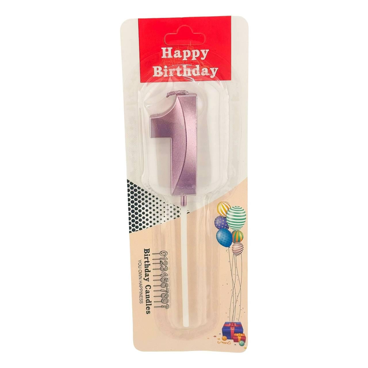 Свічка-цифра 1 металік 5 см Рожевий (12671)