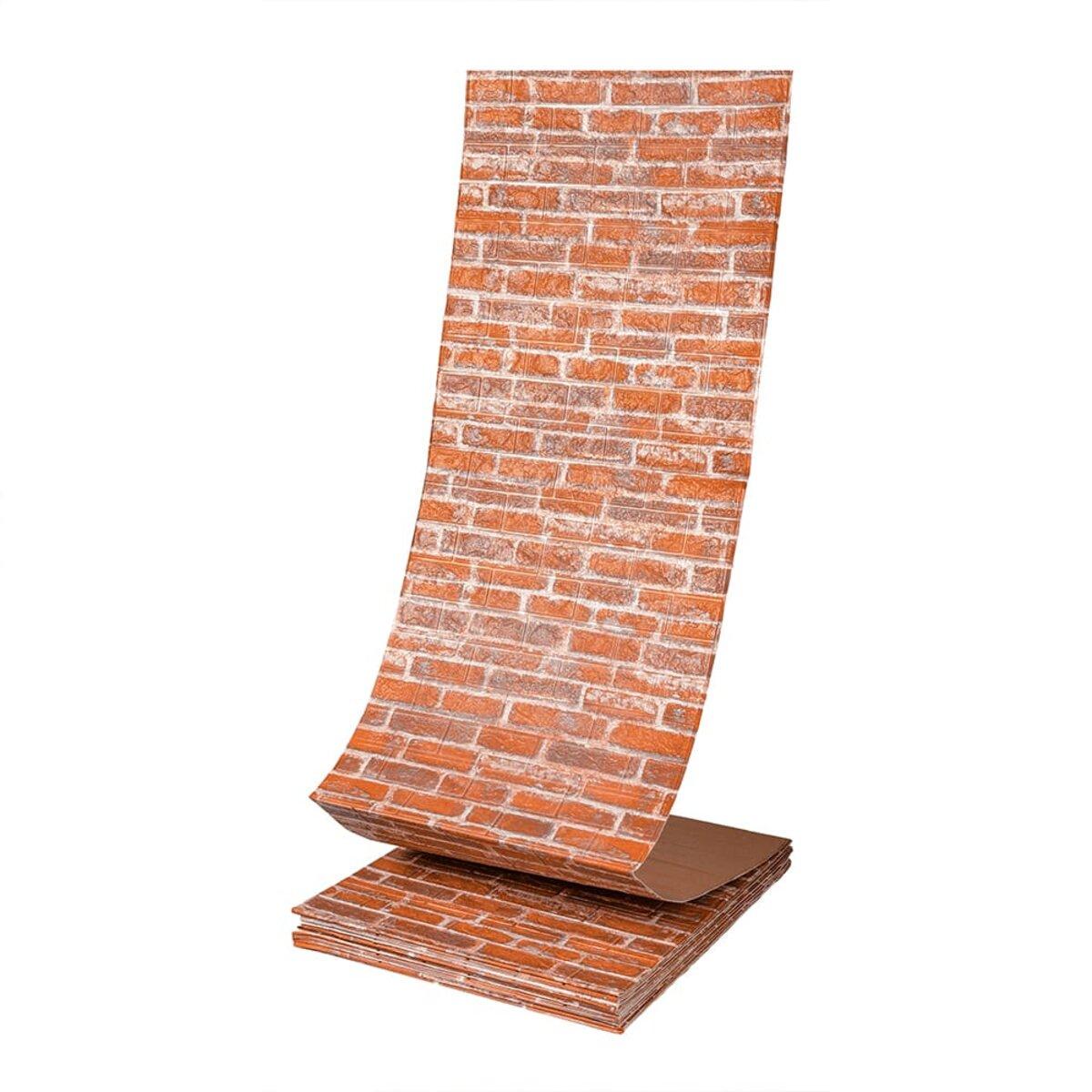 3D-панель самоклеящаяся Sticker Wall под екатеринославский кирпич 19600x700x3 мм Рыжий (3DPanda-1370)