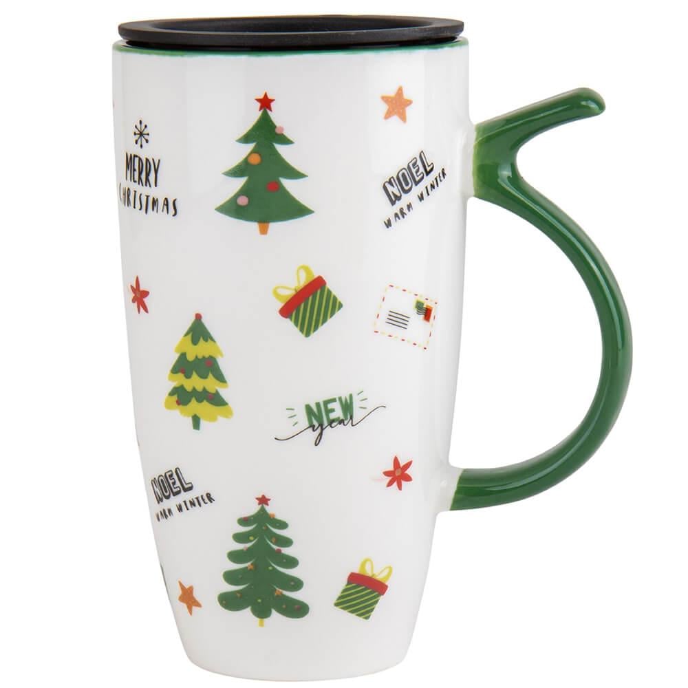 Чашка керамическая Elisey 9151-012 Magical Winter 16 см из керамики Белый с зеленым (118-81-9151-012)