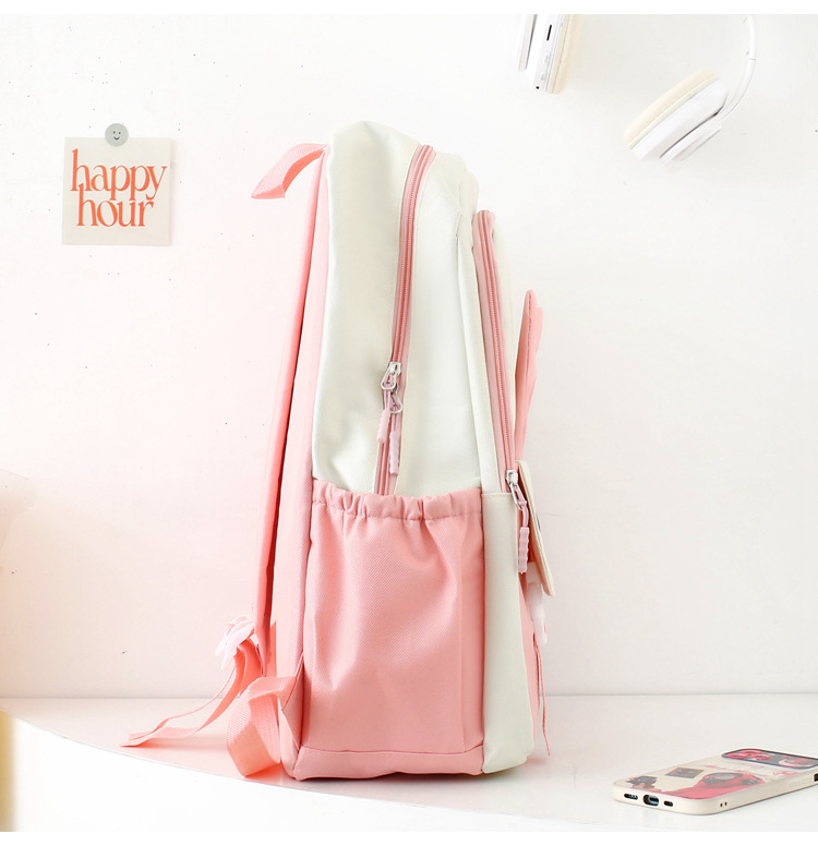 Школьный рюкзак для девочки Ушки 3в1 5-11 класс Бело-Розовый (27668042) - фото 5